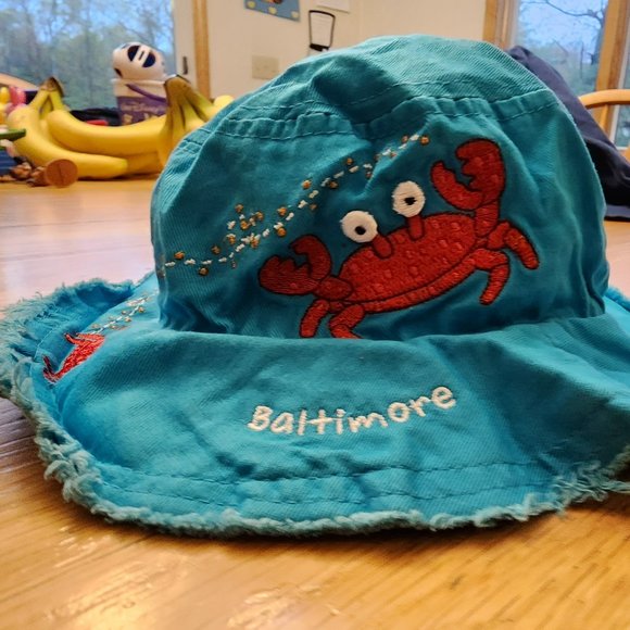 NWOT Kid Tees Aqua Baltimore Crab Bucket Hat Size 6-12 Months - Picture 3 of 12